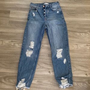 Zara Ripped Mom Fit Jeans Mid-Blue size 2